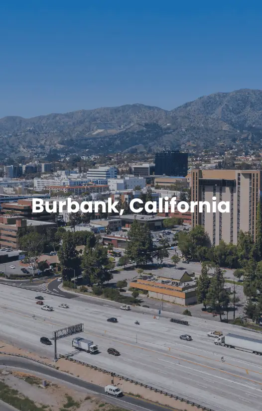 Burbank, California Vista aérea de Burbank con dron.