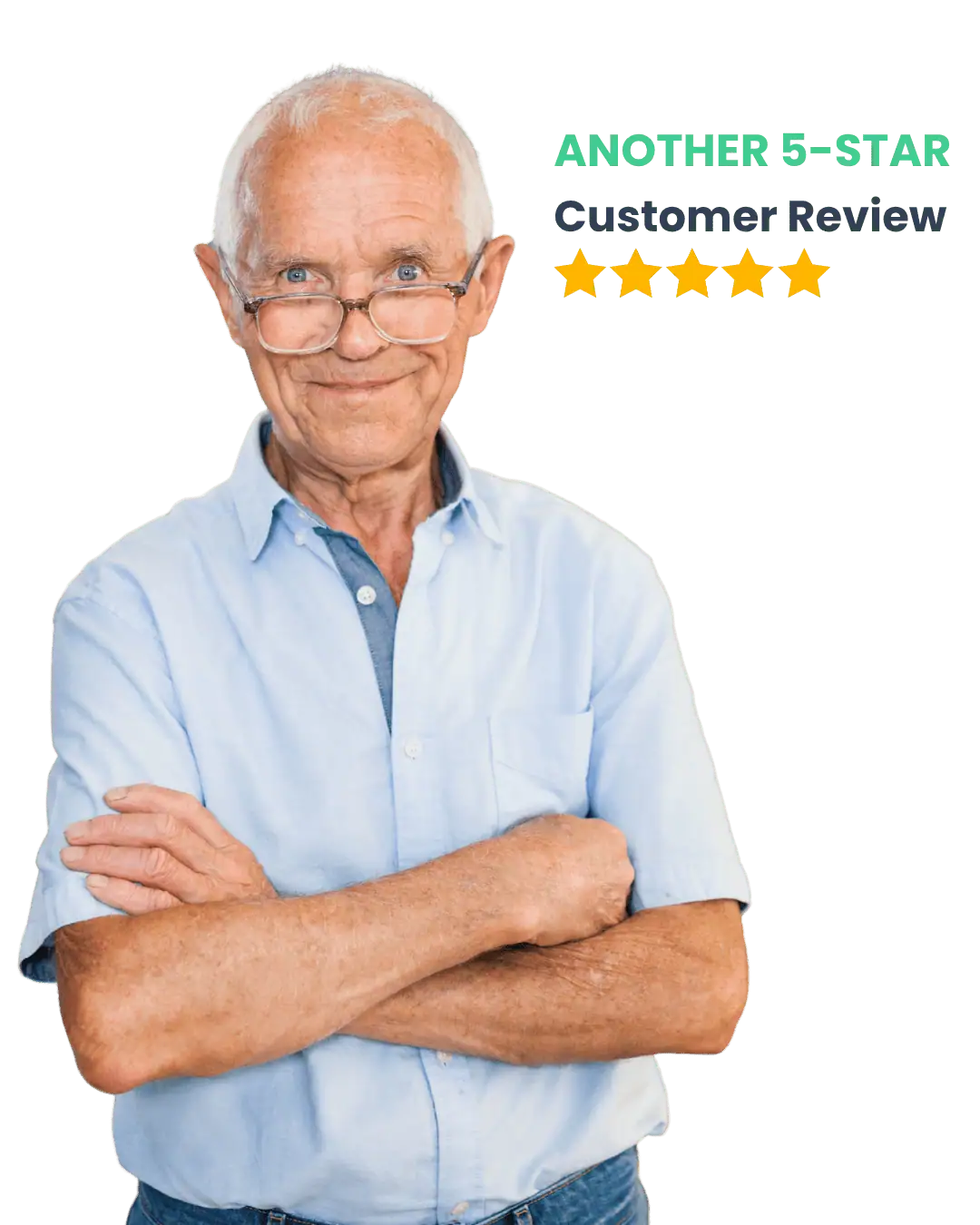 Seller's Advantage customer graphic, leaving a 5 star review.